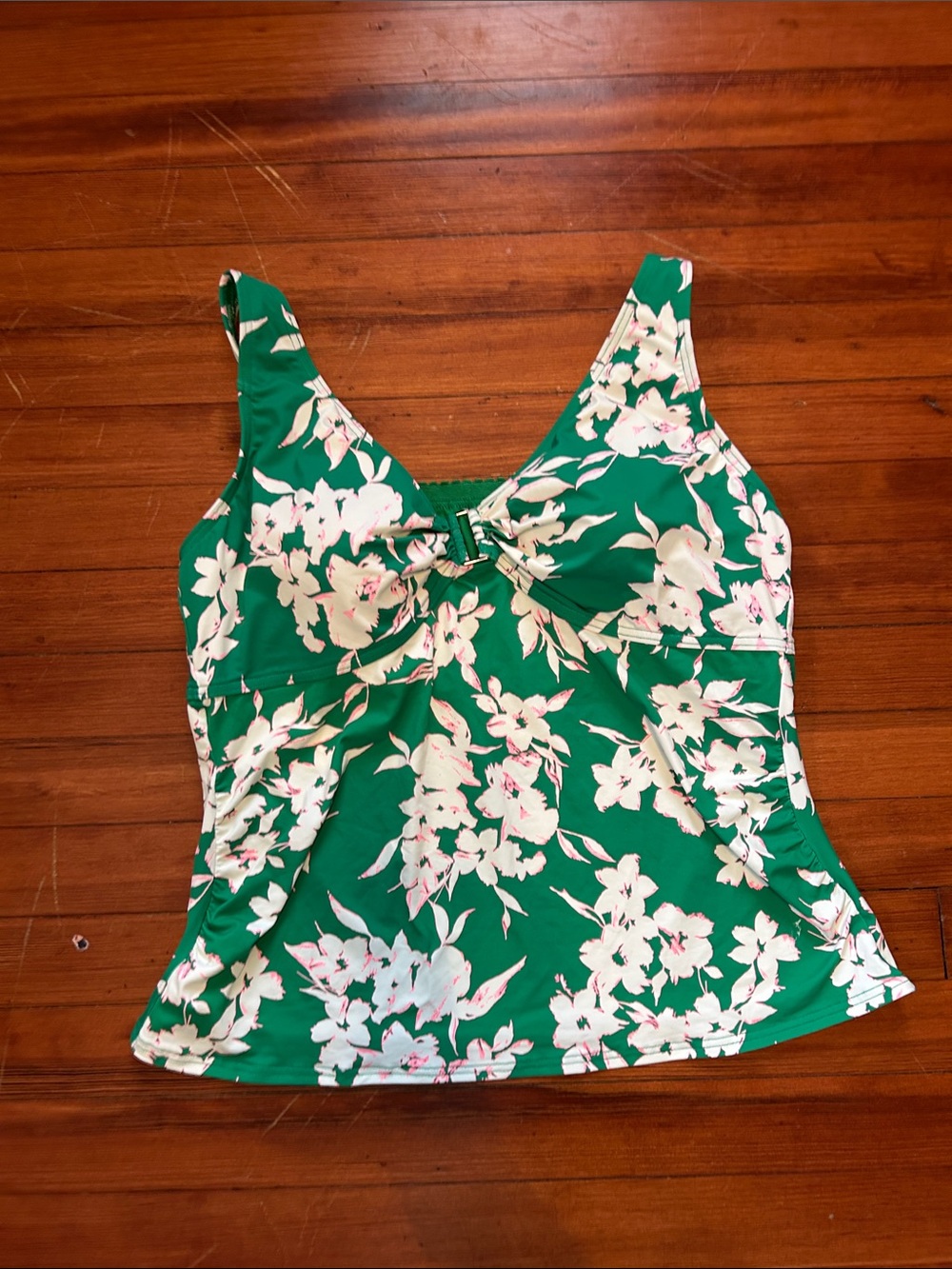 Land’s End Tankini Swim Top Floral V-Neck Women’s Size Large